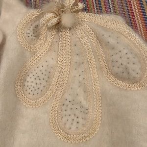 Vintage Jasung Ivory Balloon Sleeve Angora Cardigan Bone Buttons & Fur Est. Sz L